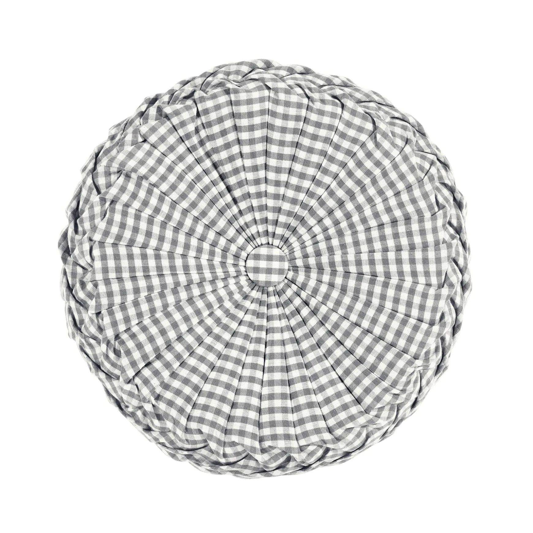 Gingham Check Yarn Dyed Pleated Decorative Pillow