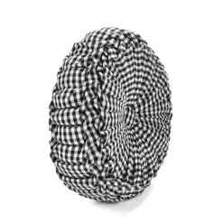 Gingham Check Yarn Dyed Pleated Decorative Pillow