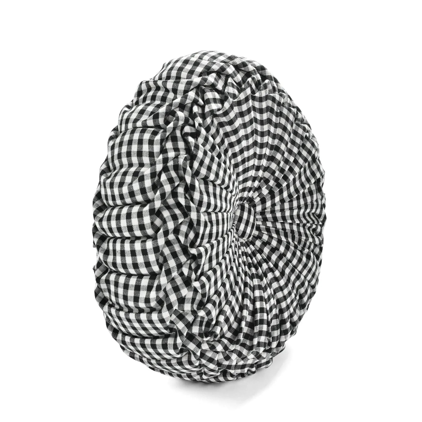 Gingham Check Yarn Dyed Pleated Decorative Pillow