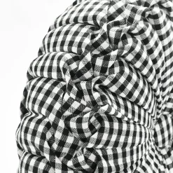 Gingham Check Yarn Dyed Pleated Decorative Pillow