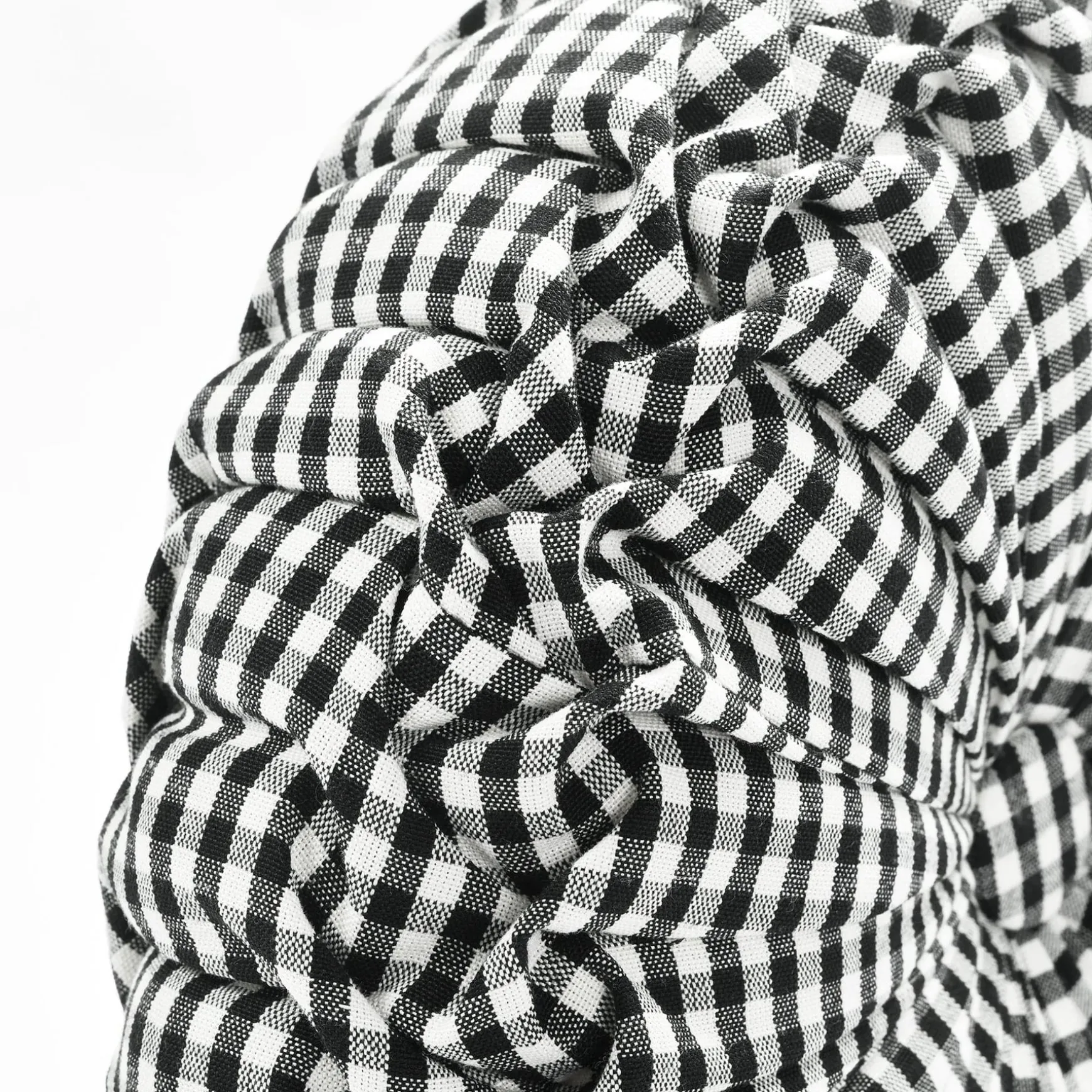 Gingham Check Yarn Dyed Pleated Decorative Pillow