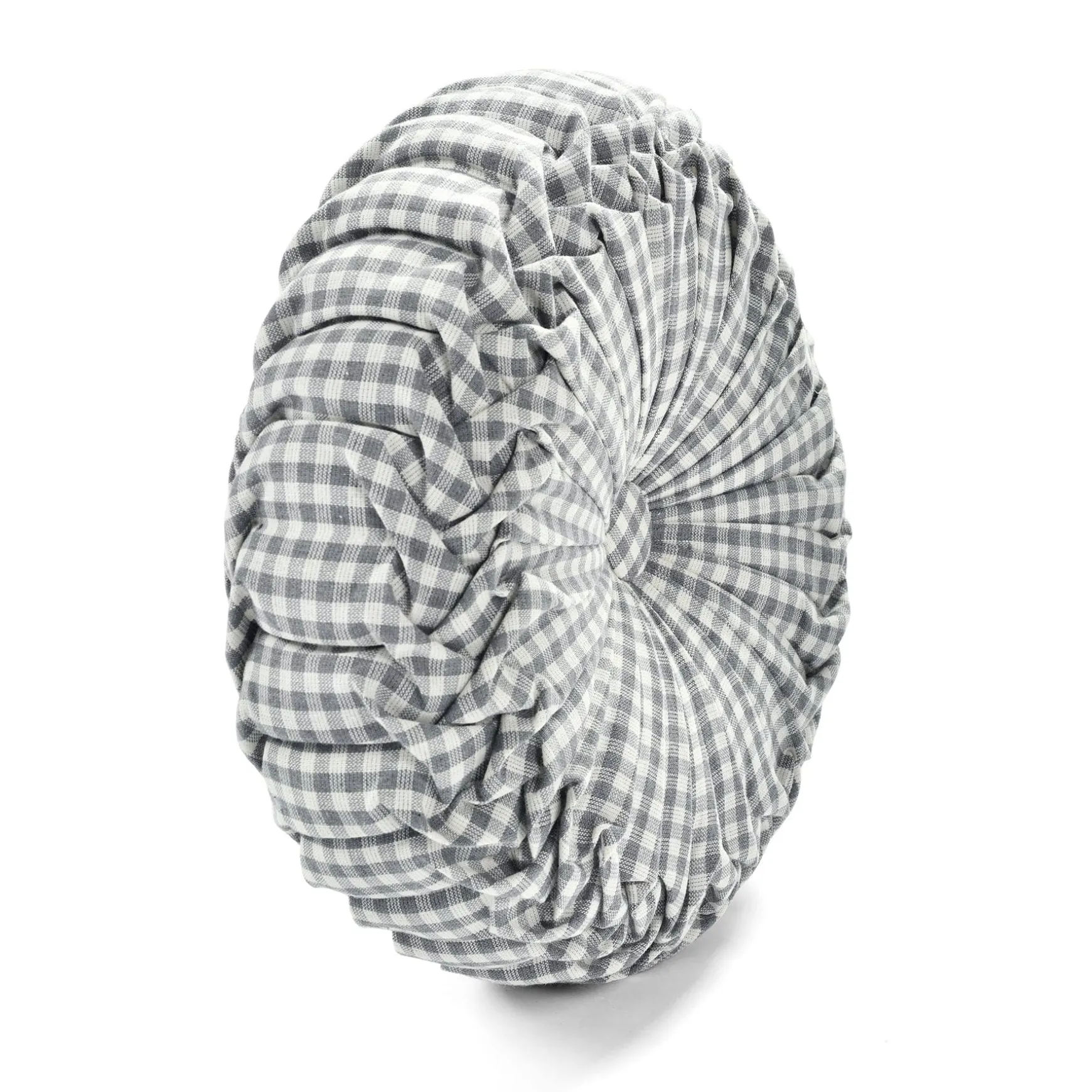 Gingham Check Yarn Dyed Pleated Decorative Pillow