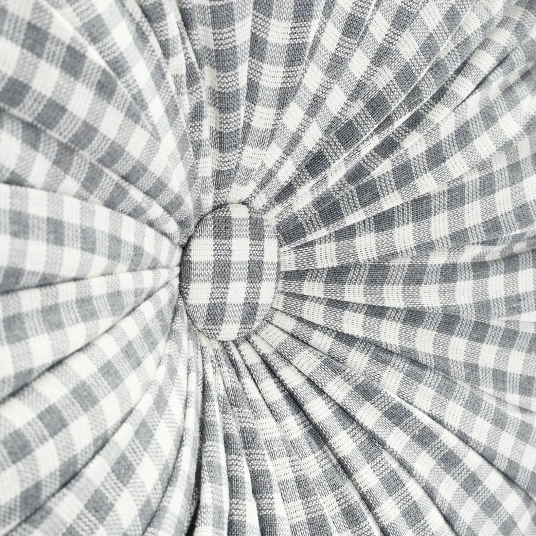 Gingham Check Yarn Dyed Pleated Decorative Pillow