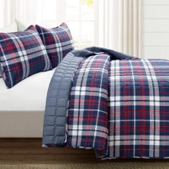 Grayson Farmhouse Plaid Reversible Quilt Set