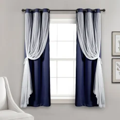 Grommet Sheer With Insulated Blackout Lining Curtain Panel Set