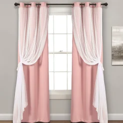 Grommet Sheer With Insulated Blackout Lining Curtain Panel Set