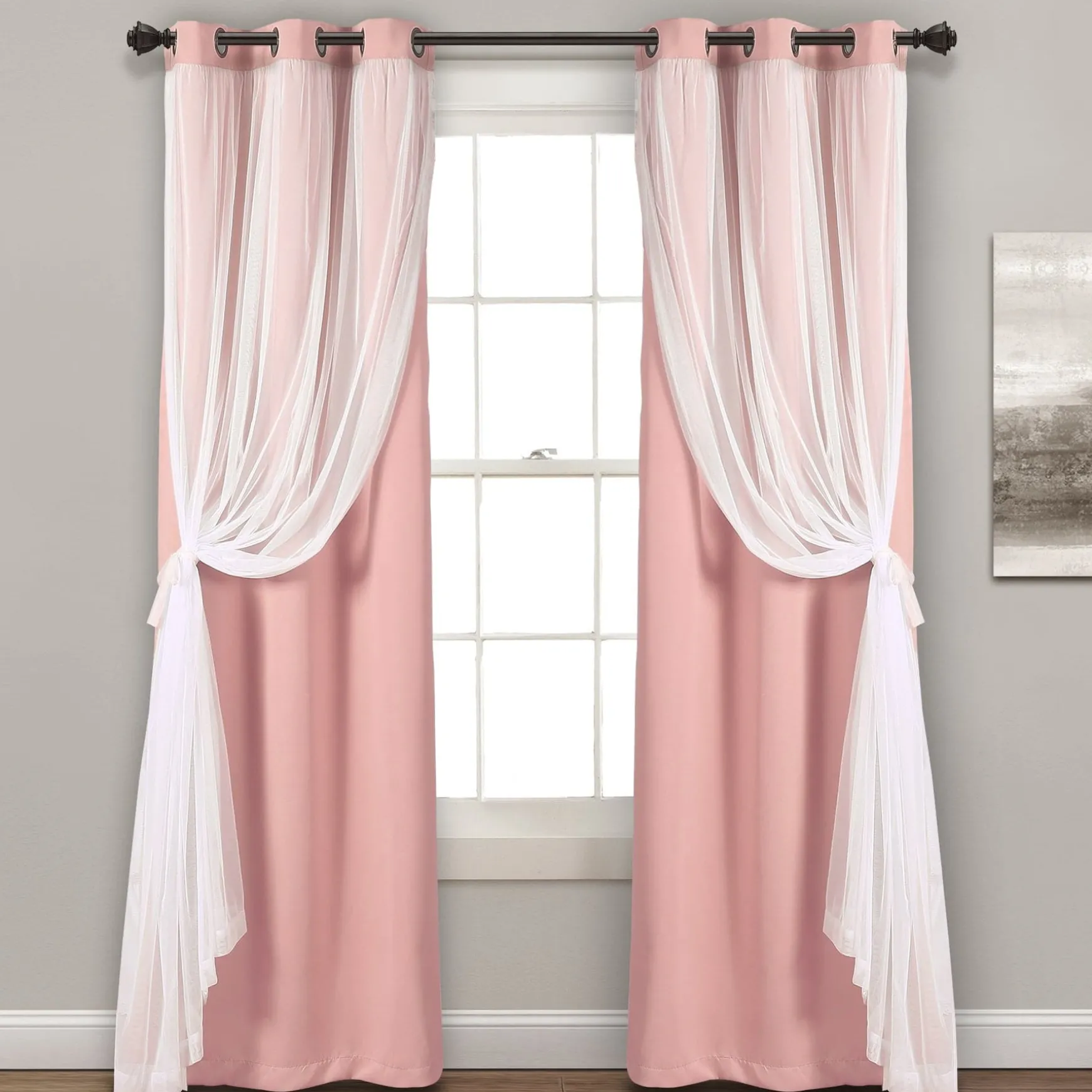 Grommet Sheer With Insulated Blackout Lining Curtain Panel Set