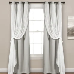 Grommet Sheer With Insulated Blackout Lining Curtain Panel Set