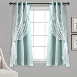 Grommet Sheer With Insulated Blackout Lining Curtain Panel Set
