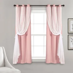 Grommet Sheer With Insulated Blackout Lining Curtain Panel Set
