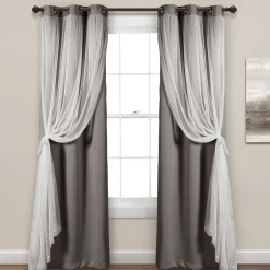 Grommet Sheer With Insulated Blackout Lining Curtain Panel Set