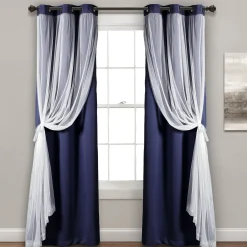 Grommet Sheer With Insulated Blackout Lining Curtain Panel Set