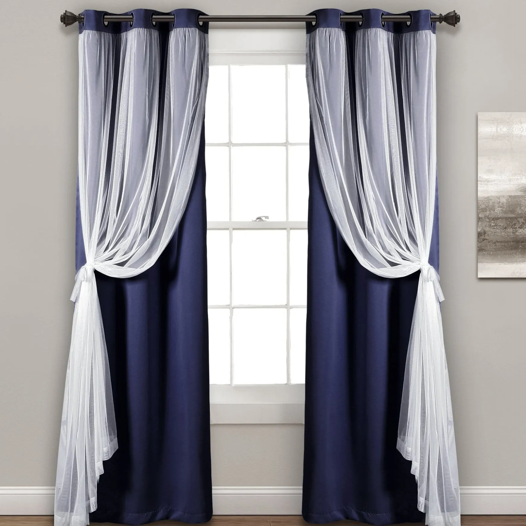 Grommet Sheer With Insulated Blackout Lining Curtain Panel Set