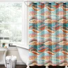 Hailey Watercolor Wave Cotton Shower Curtain