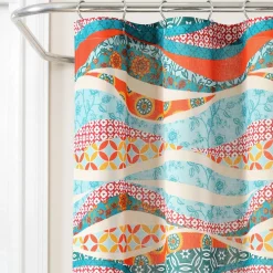 Hailey Watercolor Wave Cotton Shower Curtain