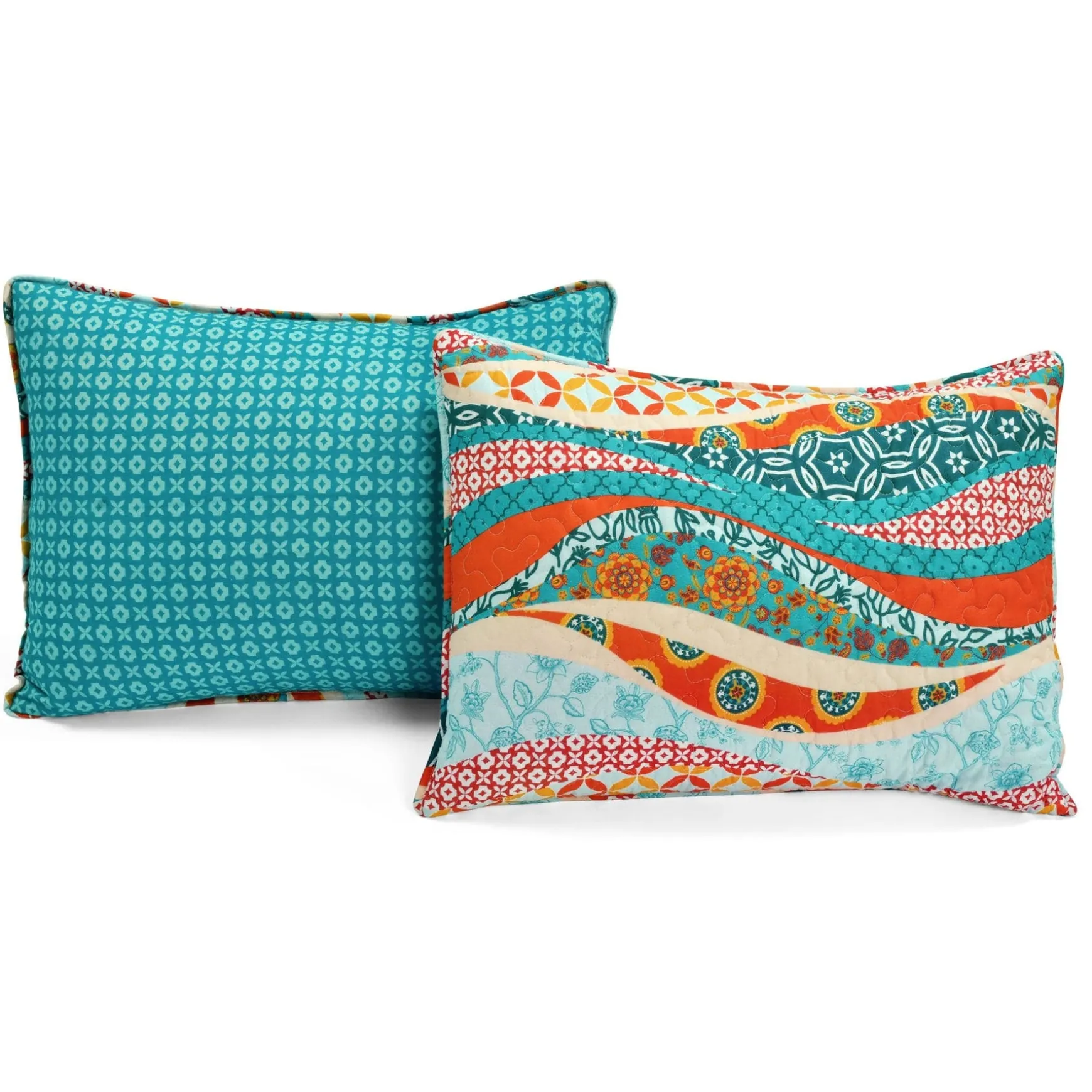 Hailey Watercolor Wave Reversible Cotton Quilt 3 Piece Set