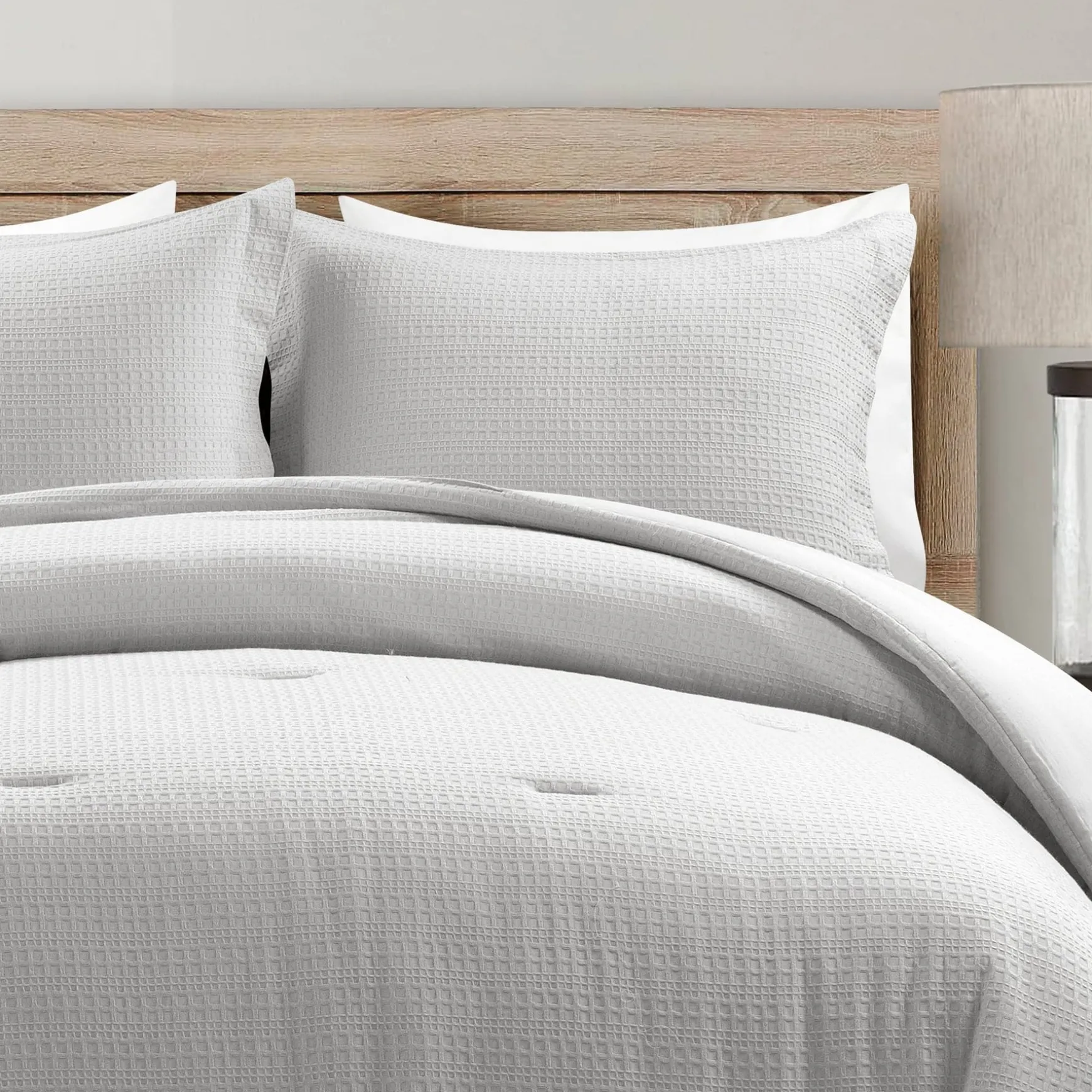 Haniya Solid Waffle Woven Cotton Textured Comforter Set