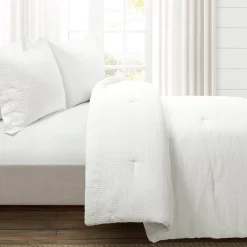 Haniya Solid Waffle Woven Cotton Textured Comforter Set