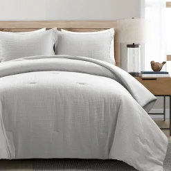 Haniya Solid Waffle Woven Cotton Textured Comforter Set