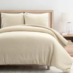 Haniya Solid Waffle Woven Cotton Textured Duvet Cover Set