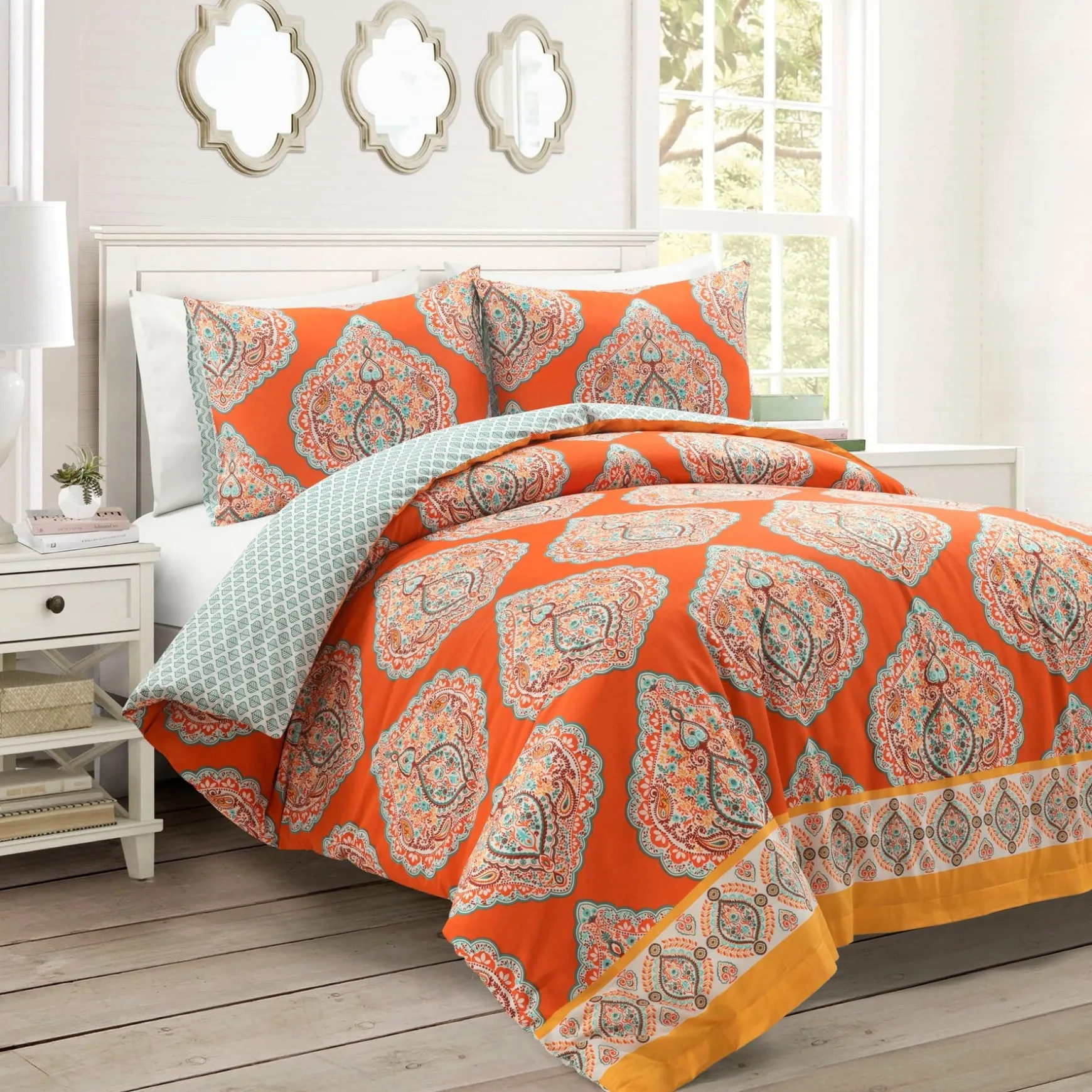 Harley Reversible Cotton Duvet Cover 3 Piece Set