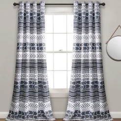 Hygge Geo Light Filtering Window Curtain Panel Set