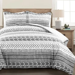 Hygge Geo Reversible Cotton Duvet Cover 3 Piece Set