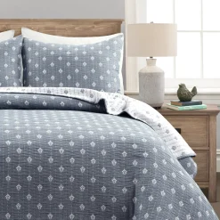 Hygge Kantha Pick Stitch Yarn Dyed Cotton Jacquard Quilt/Coverlet Set