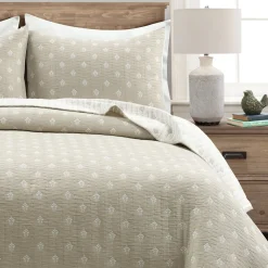 Hygge Kantha Pick Stitch Yarn Dyed Cotton Jacquard Quilt/Coverlet Set