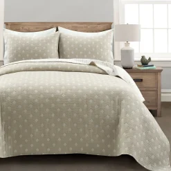 Hygge Kantha Pick Stitch Yarn Dyed Cotton Jacquard Quilt/Coverlet Set