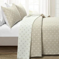 Hygge Kantha Pick Stitch Yarn Dyed Cotton Jacquard Quilt/Coverlet Set