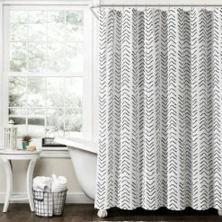 Hygge Modern Arrow Faux Linen Shower Curtain