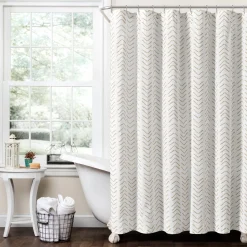 Hygge Modern Arrow Faux Linen Shower Curtain