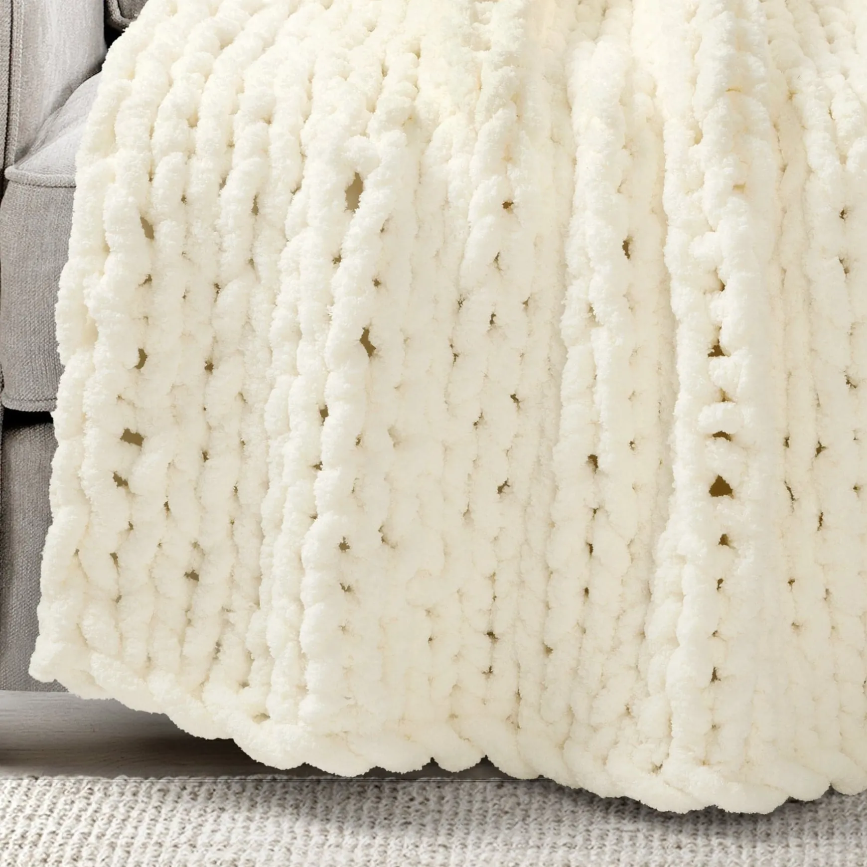 Hygge Ultra Soft Chenille Chunky Knit Throw