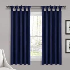 Insulated Knotted Tab Top Blackout Window Curtain Panel Set