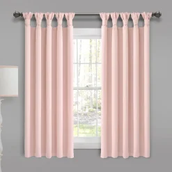 Insulated Knotted Tab Top Blackout Window Curtain Panel Set