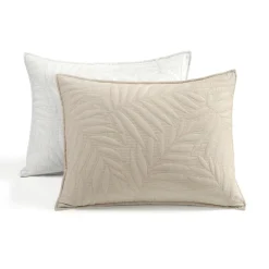 Isla Embroidered Leaf Reversible Cotton Quilt 3 Piece Set