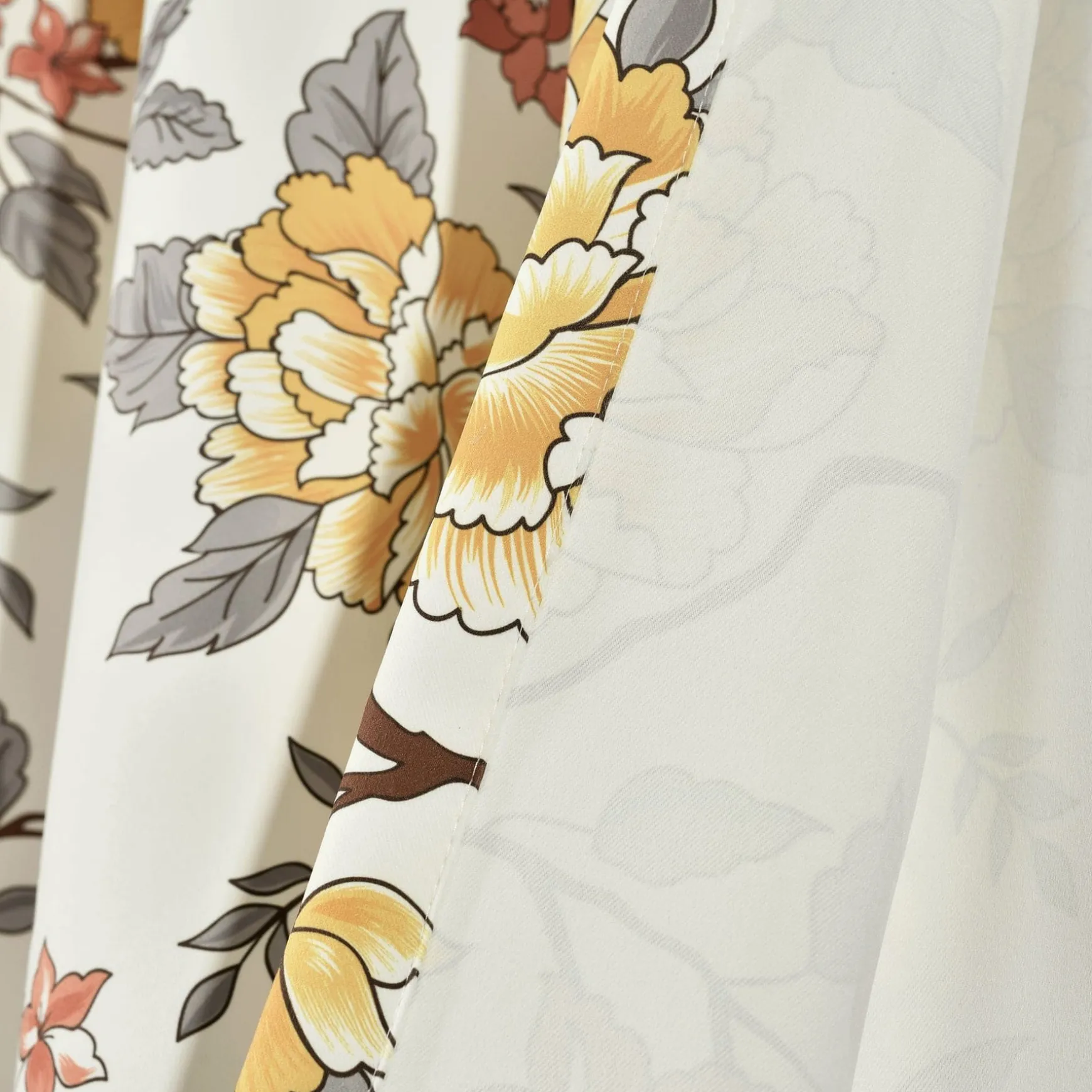 Ivana Floral Light Filtering Window Curtain Panel Set