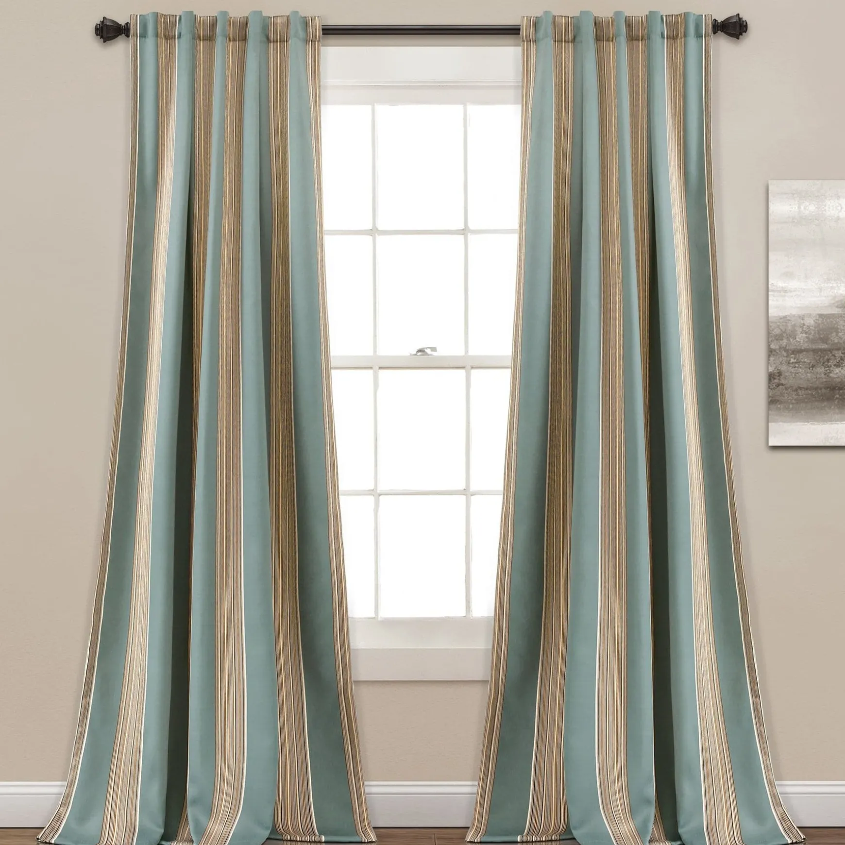 Julia Stripe Light Filtering Window Curtains Set