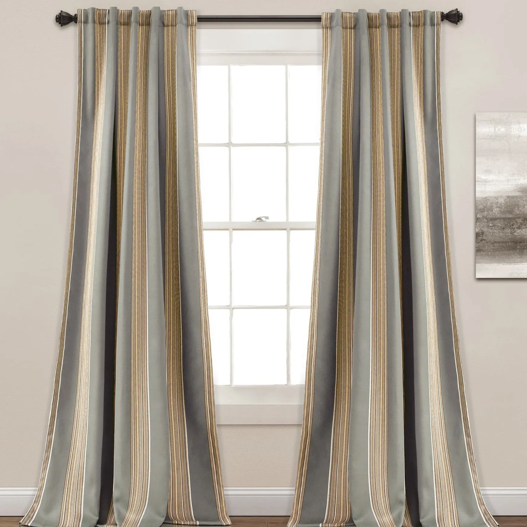 Julia Stripe Light Filtering Window Curtains Set