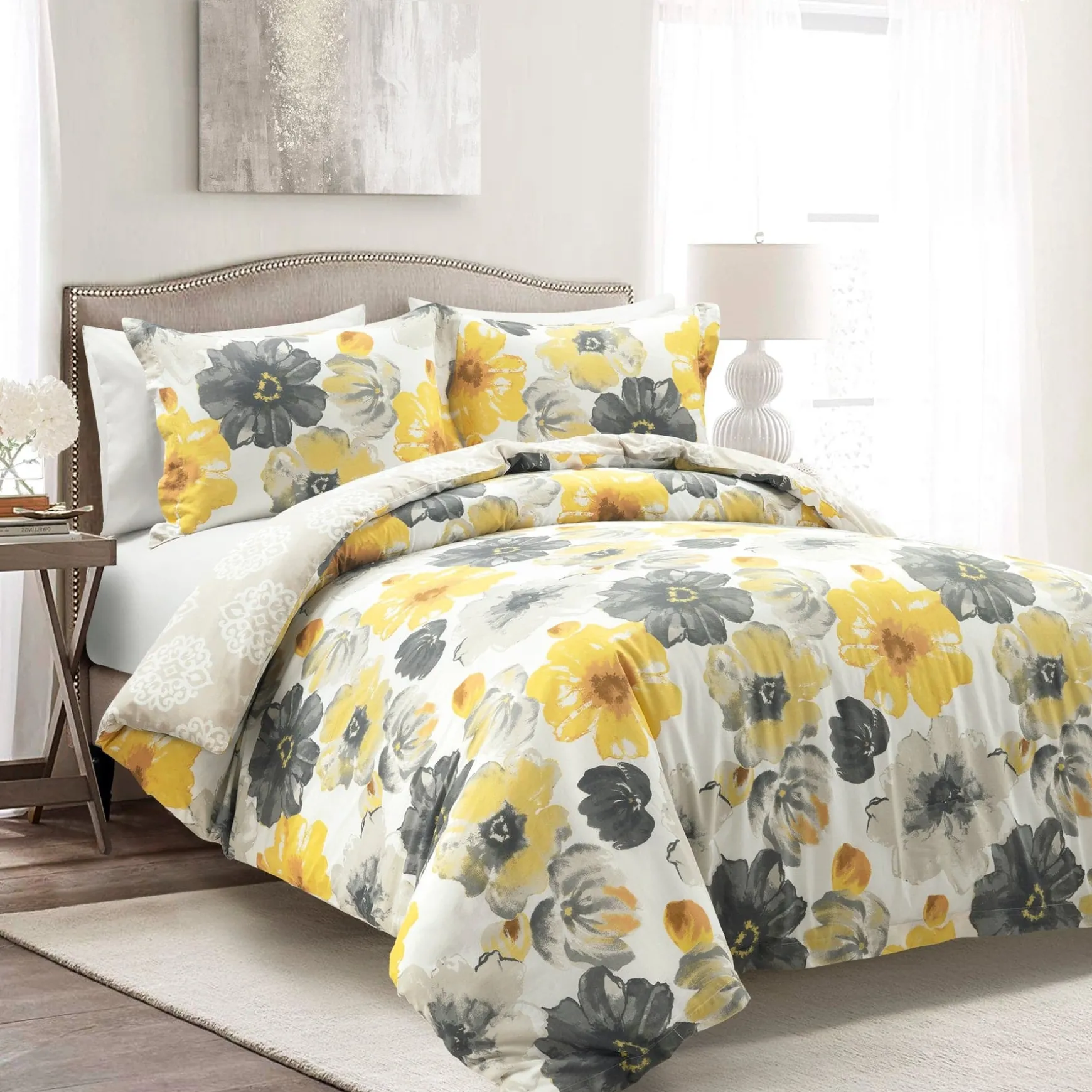 Leah Reversible Cotton Duvet Cover 3 Piece Set