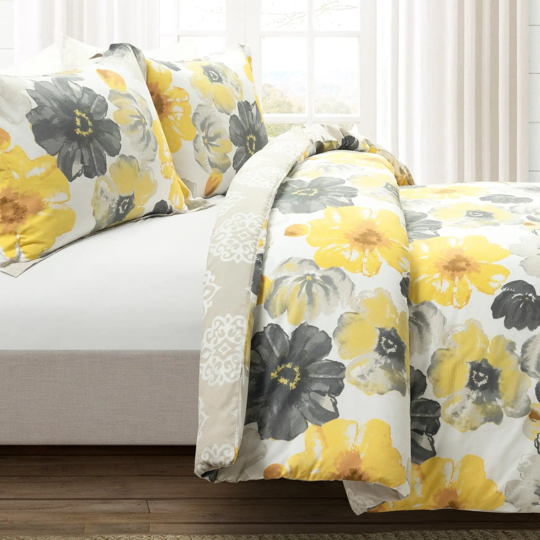 Leah Reversible Cotton Duvet Cover 3 Piece Set