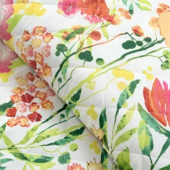 Leilani Watercolor Scallop Edged Floral 3 Piece Quilt Set