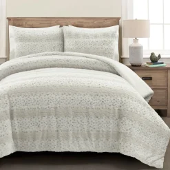 Leopard Textured Faux Fur Comforter 3 Piece Set