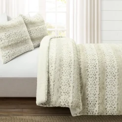 Leopard Textured Faux Fur Comforter 3 Piece Set