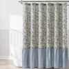 Lillian Block Print Linen Textured Shower Curtain