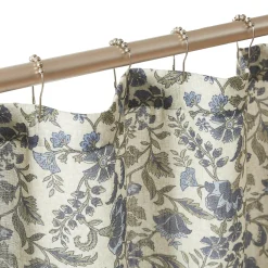 Lillian Block Print Linen Textured Shower Curtain