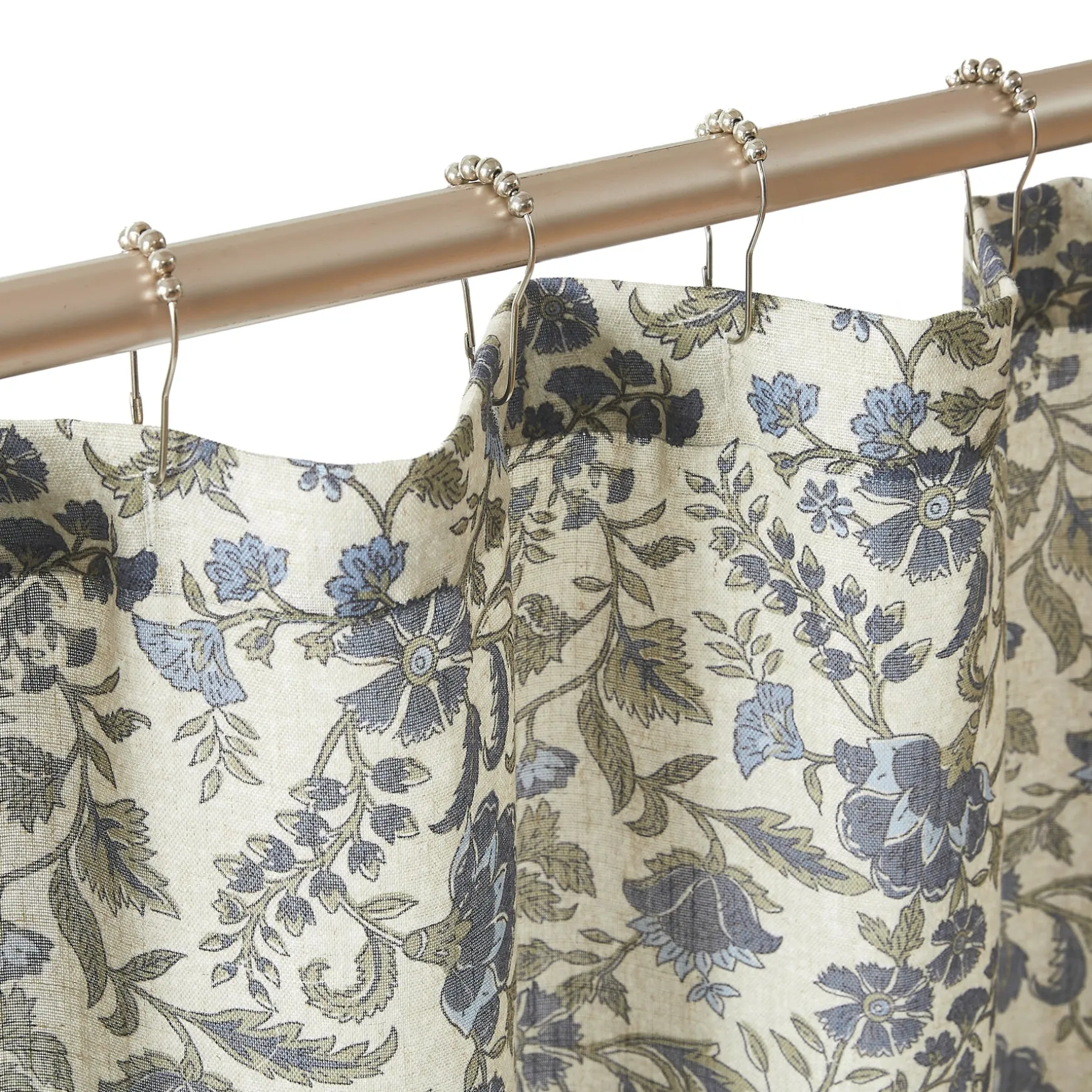 Lillian Block Print Linen Textured Shower Curtain