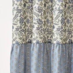 Lillian Block Print Linen Textured Shower Curtain