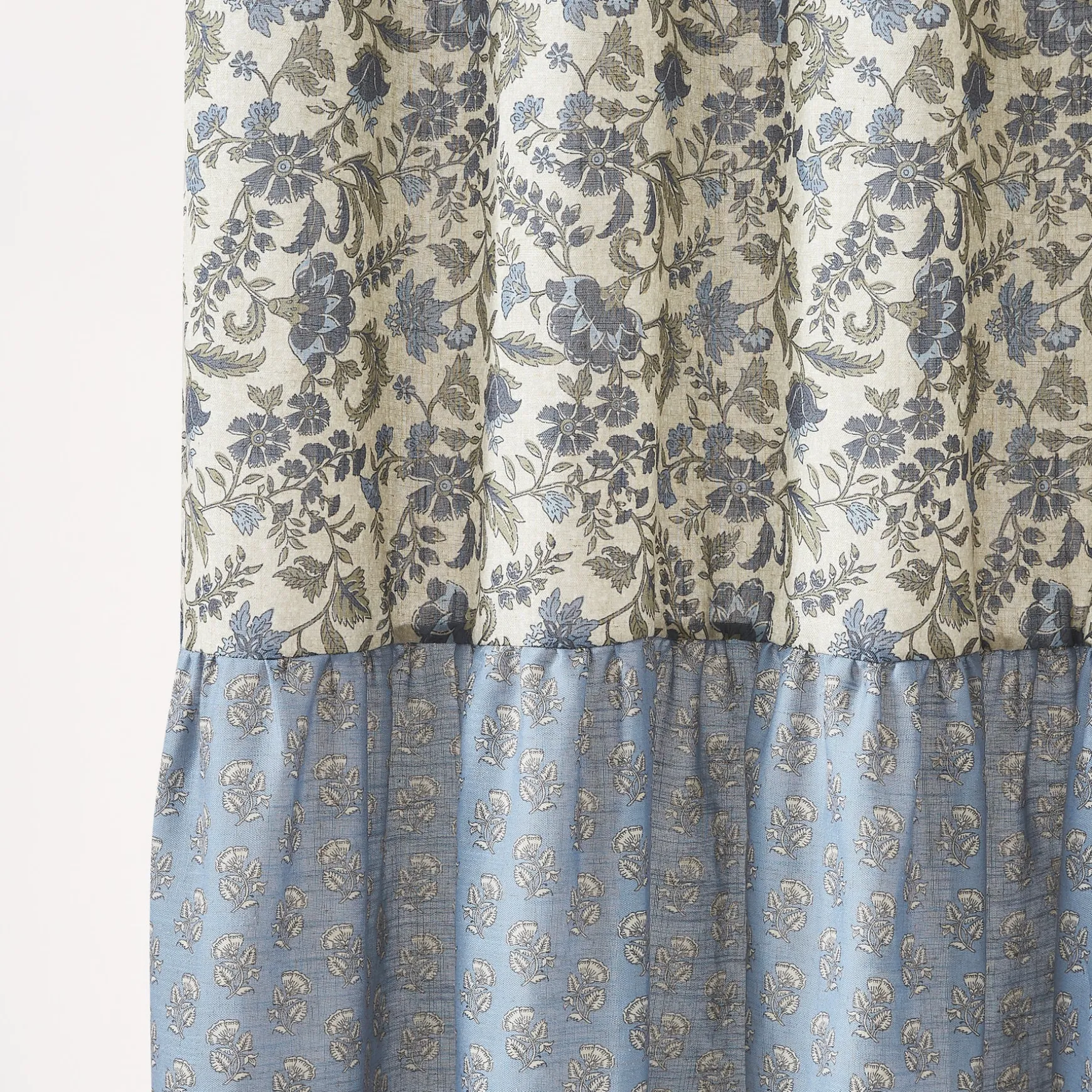 Lillian Block Print Linen Textured Shower Curtain